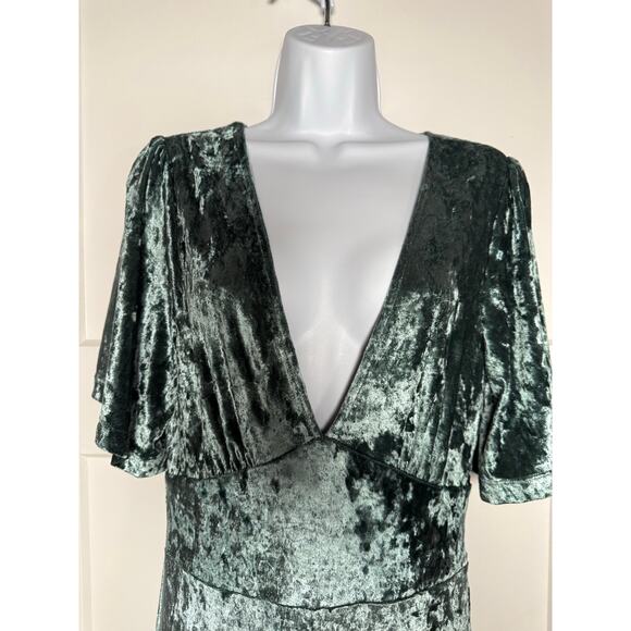 Free People Night Fever Jumpsuit Crushed Velvet Teal Size Small NWT - Picture 4 of 15